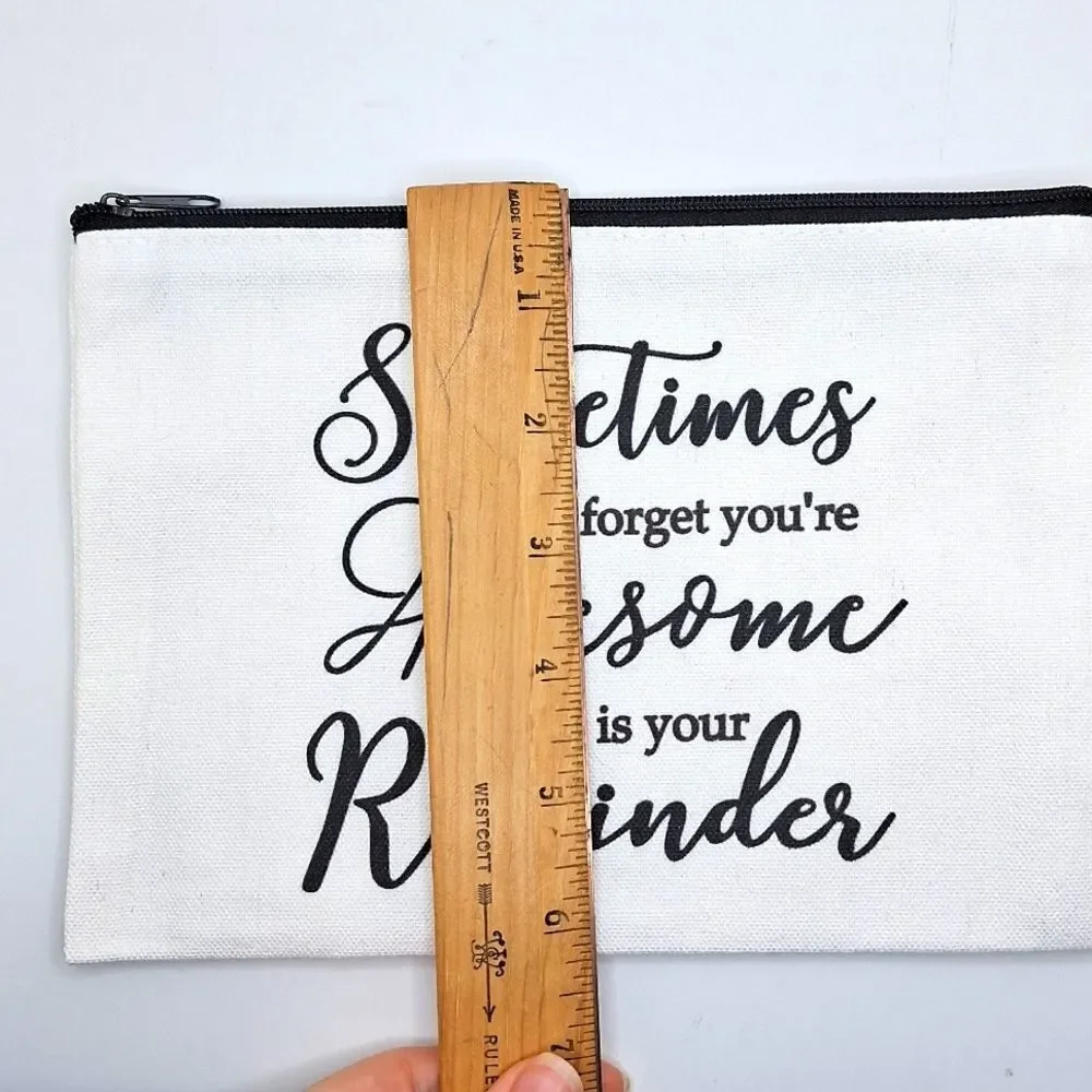 cotton motivational saying cosmetic bag travel case